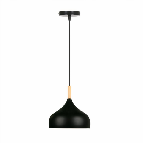 Lámpara colgante de diseño nórdico moderno en negro sobre fondo blanco