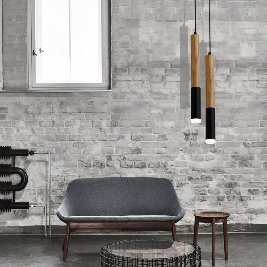 Tubo de suspensión LED de madera — vista principal