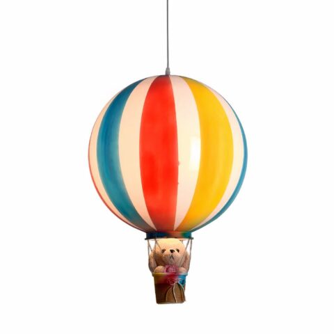 Lámpara creativa de globo aerostático de acrílico sobre fondo blanco