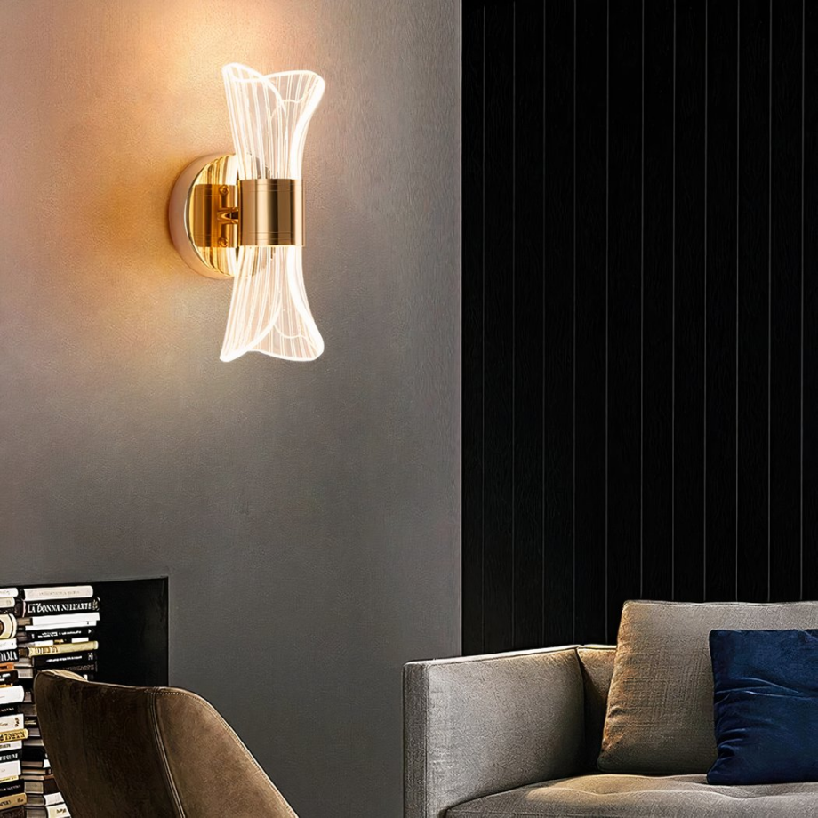 Lujoso aplique LED nórdico de aluminio y acrílico — vista principal