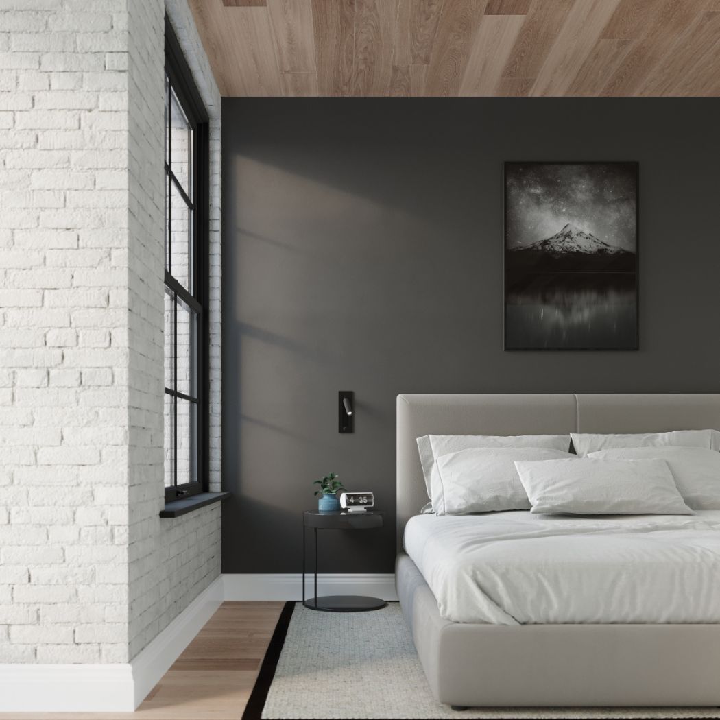 Aplique de pared orientable para cabecero en acero negro