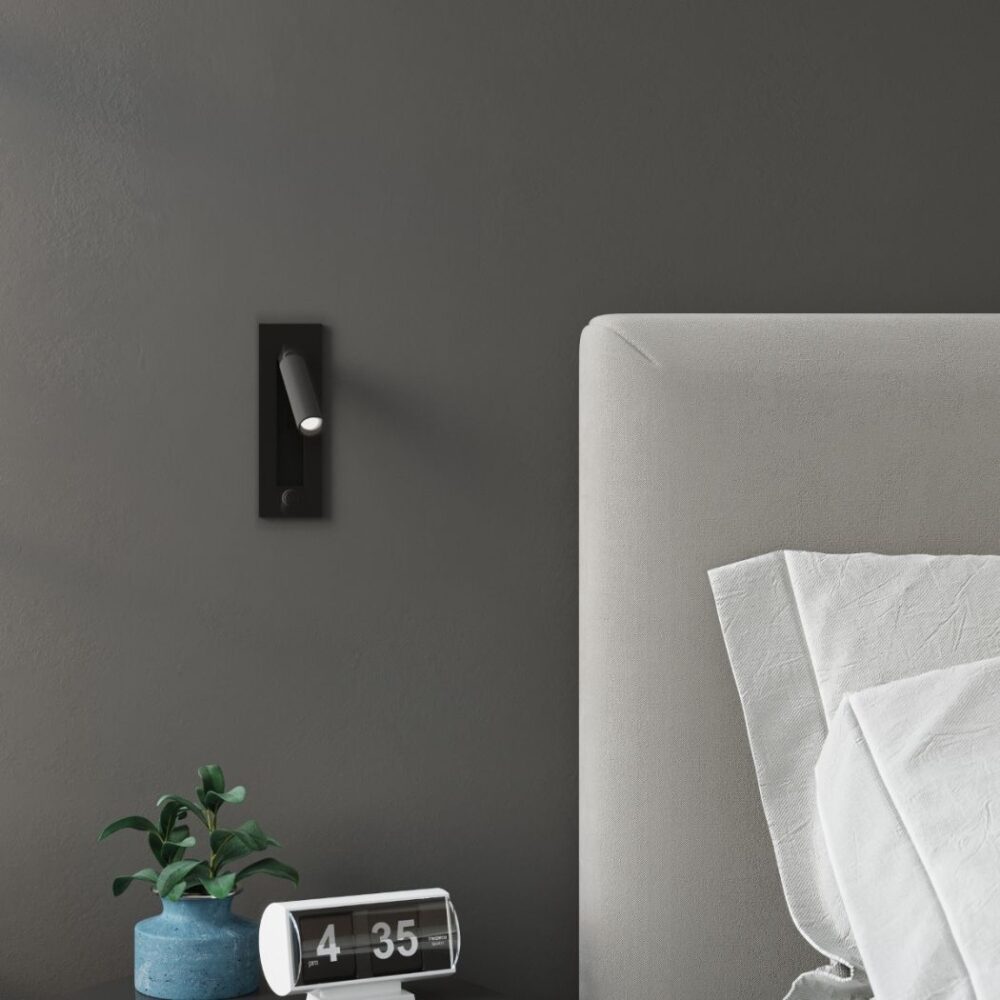 Aplique de pared orientable para cabecero en acero negro