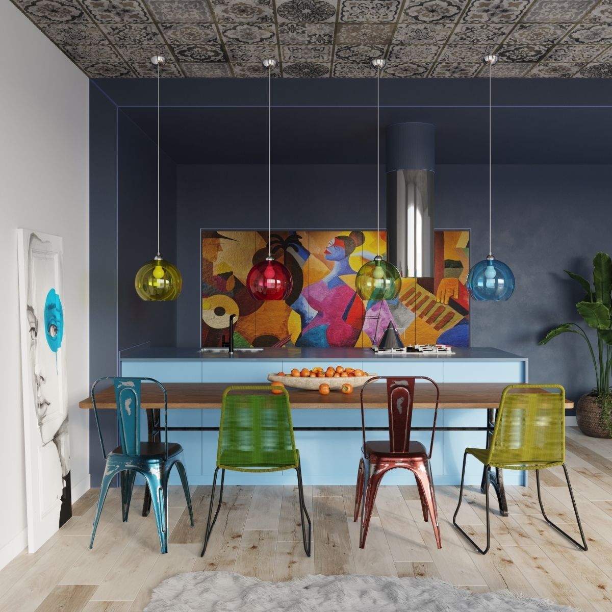 Suspensión de globo de cristal de diseño en varios colores