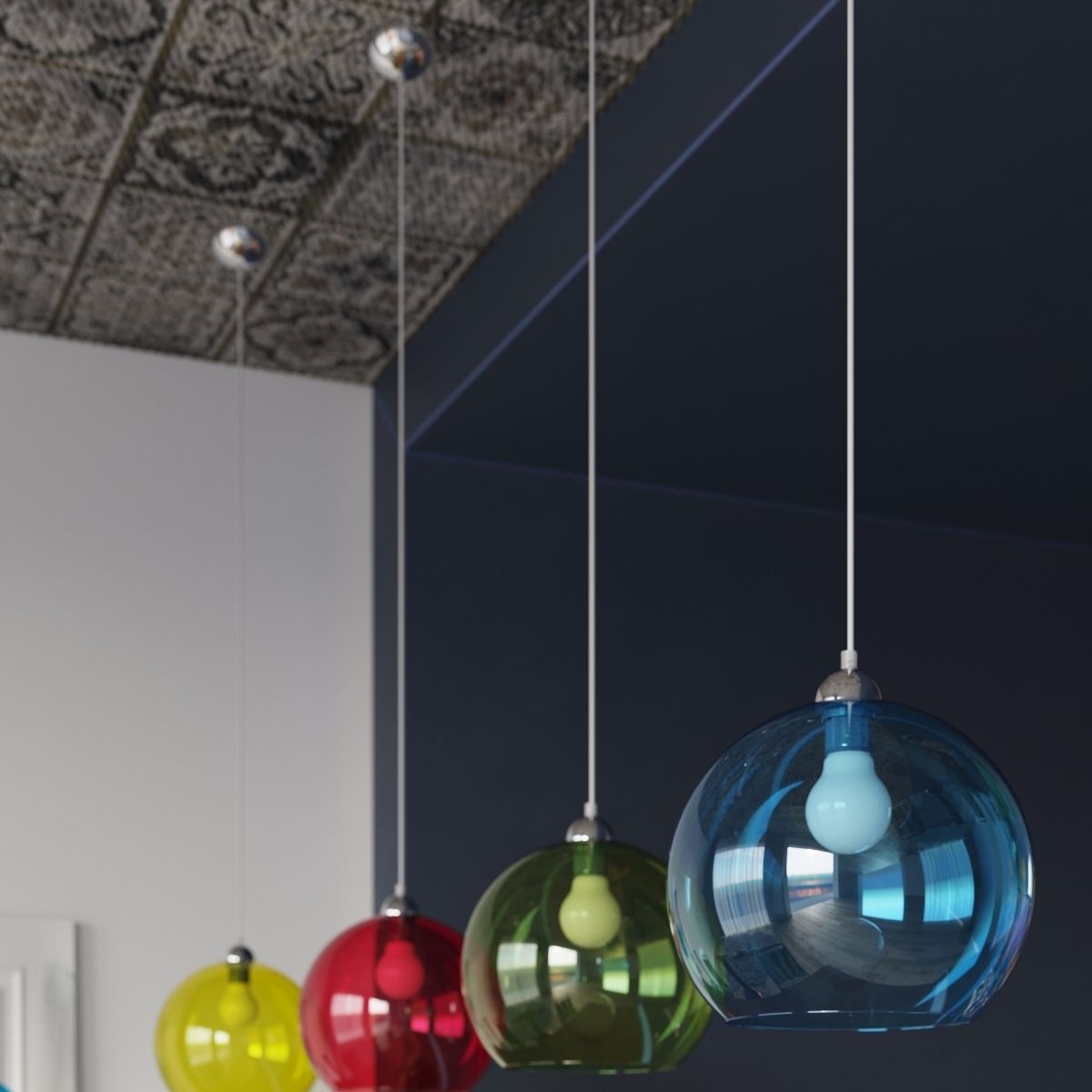 Suspensión de globo de cristal de diseño en varios colores