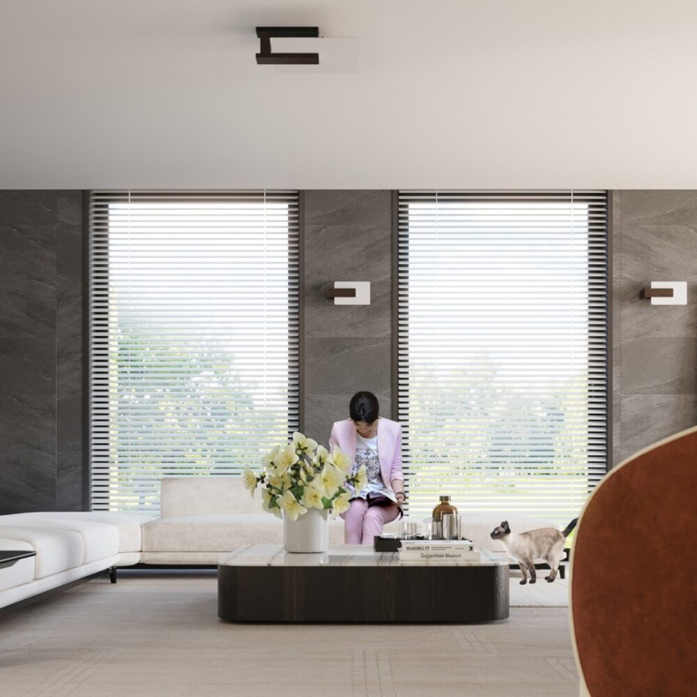 Plafón de madera de wengué de estilo refinado