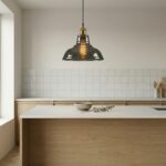 Lámpara colgante vidrio ahumado chic diseño industrial elegante — en ambiente