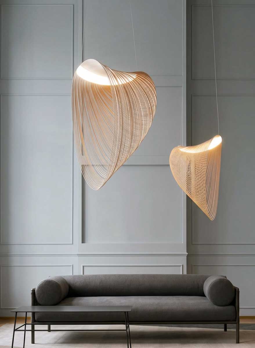 Inicio suspension led bois design nid hirondelle