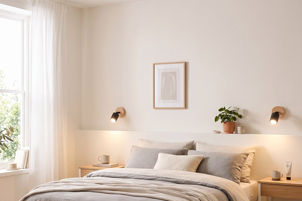 Aplique de pared foco de madera natural y metal estilo loft