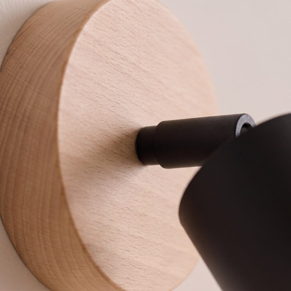 Aplique de pared foco de madera natural y metal estilo loft