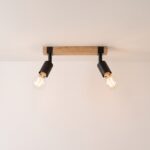 Plafón industrial de madera y metal negro